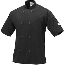 Mercer Culinary M60013BK1X Millennia Mens Short Sleeve Cook Jacket with Traditional Buttons, X-Large, Black