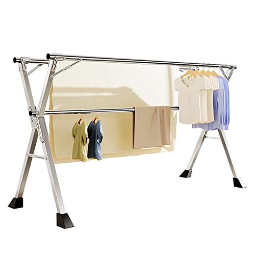 Cintre à linge peu encombrant avec crochets coupe-vent et pinces intégrées - 2