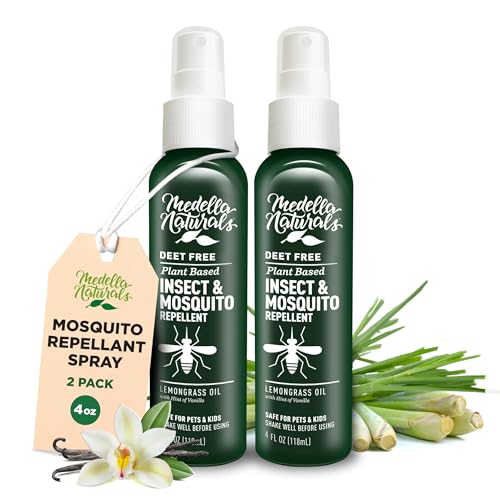Deet-Free Insect & Mosquito Repellent Pack of 2 (4 oz) – Nice Smelling Insect Repellent with Lemongrass Oil Safe for Pets and Kids – Bug Spray Against Mosquitoes, Gnats, Black Flies, and No-See-ums