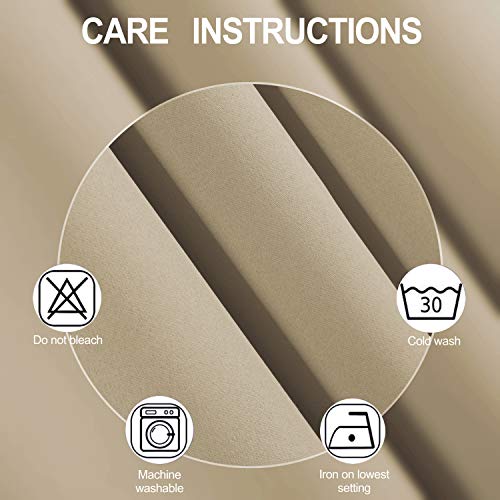 Image of LEMOMO Blackout Curtains 52 x 45 inch /Beige Curtains Set of 2 Panels /Thermal Insulated Room Darkening Bedroom Curtains