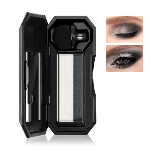 Boobeen Sombra de Ojos de 2 Colores, Paleta Portátil de Sombras de Ojos con Purpurina de Dos Colores Sombra de Ojos en Polvo de Alta Pigmentación Resistente al Agua de Larga Duración