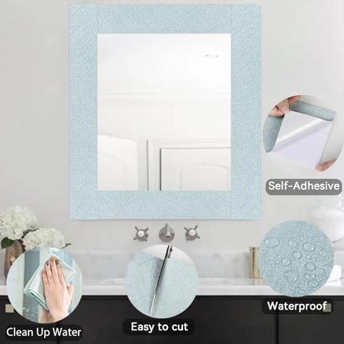 Avinyl Borda azul para papel de parede de grão de madeira descascar e colar com borda azul