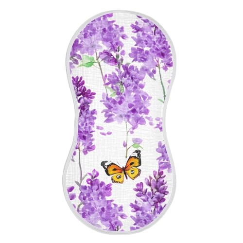 Purple Lilacs Beautiful White Burp Cloths for Babies Burp Rag Cotton Spit Up Rag for Baby Newborns Girl2