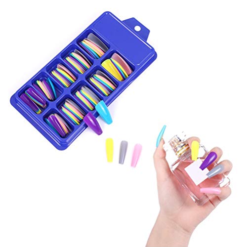 buycheapDG(JP) ネイルカバー ネイルチップ ロング 偽の爪 オーバル つけ爪 偽爪 ジェルネイル ネイルアート diy プロ 初心者 ネイル用品 フルカバー デコレーション 付け爪 ネイル飾り 100枚入り