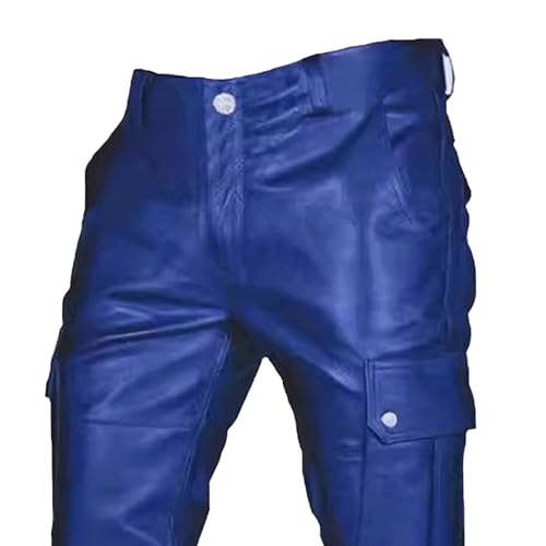 Men's Casual PU Coat Leather Pants Set Motorcycle Two-Piece Leather Jacket Zip Up Bomber Faux Leathers Jacket4