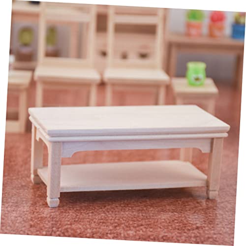 COHEALI Miniaturas Estatuetas De Mesa Em Miniatura Mini Mesa De Chá Mesa De Centro De Madeira Pequen