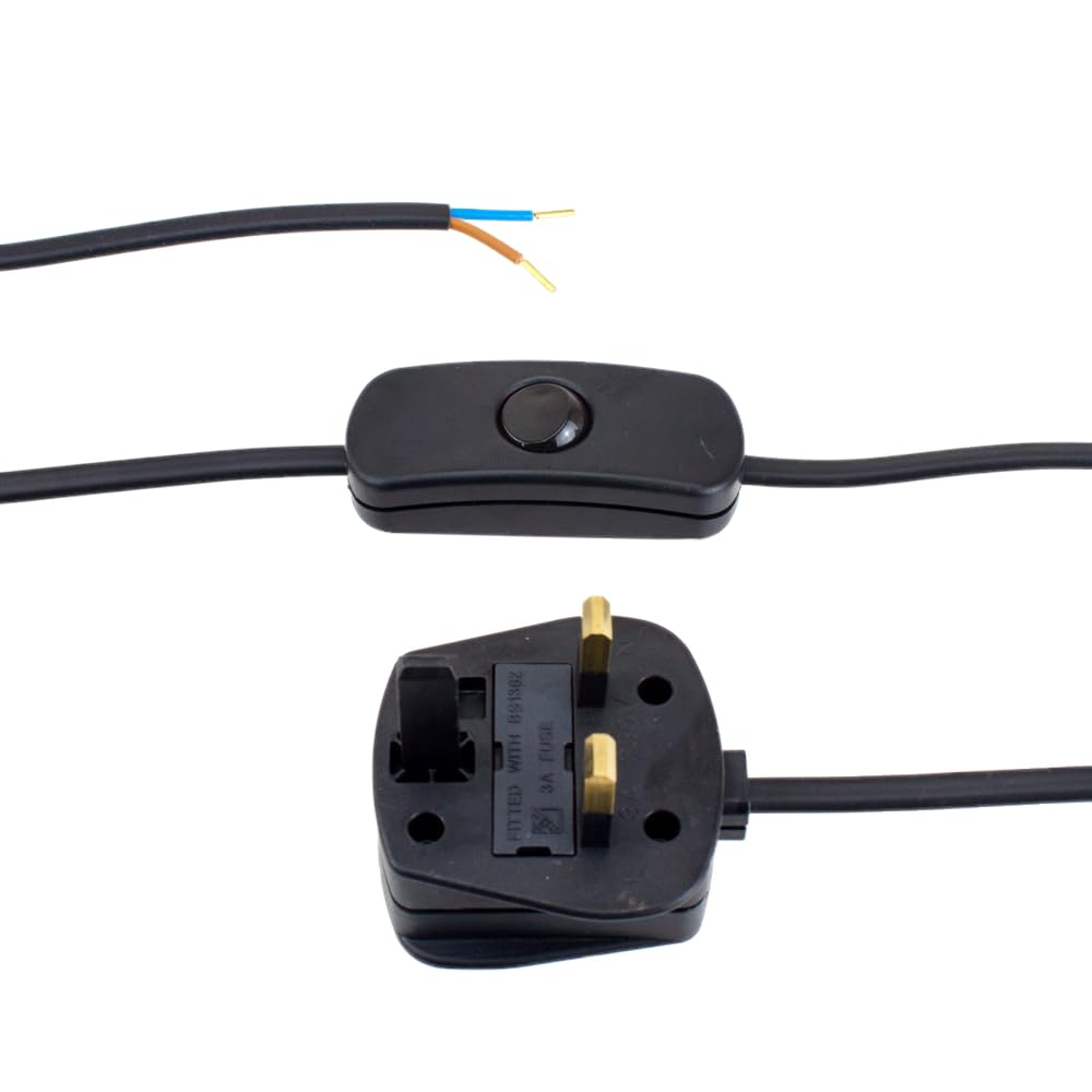 2 Core With Plug & In Line Switch 2.5m Long