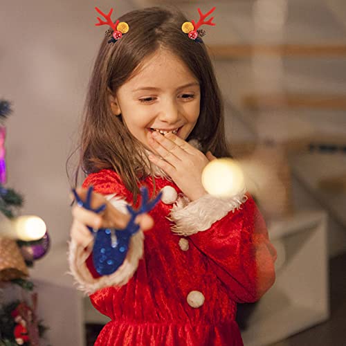 2Pcs Reindeer Christmas Hair Clips Antler Hair Clips Deer Horn Hairpins With Pompom Ball Hair Accessories For Christmas Halloween #TOP4