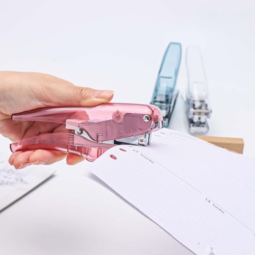 Image of NatSumeBasics Pink Plier Effortless Stapler & 1000 Rose Gold Staples 25 Sheets Capacity Heavy Duty Manual Staplers for Office Accessories