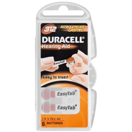 foto-kontor Duracell V312 1,4V Zink Luft Knopfzellen Hörgeräte Batterien 6er Pack ersetzt PR41 PR312 DA312N6