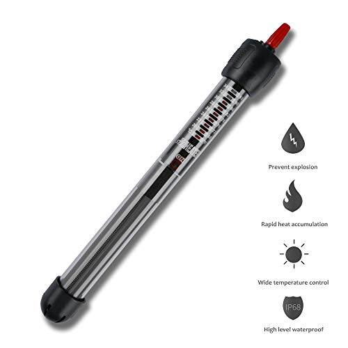 KASAN Aquarium Heater 50W/100W/200W/500W Submersible Quartz Glass Explosion-Proof Heating Rod with Adjustable Temperature