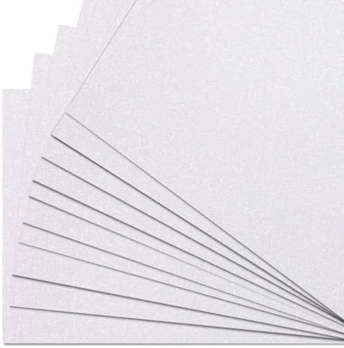 Springboard A4 Glitter Card Sheets - 10-Pack 290gsm Non Shed Glitter Cardstock for Card Making - Compatible w/Die-Cutting Machines - Sparkly Craft Supplies - White