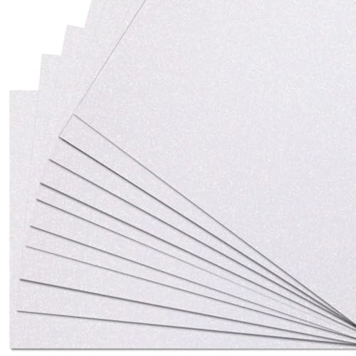 Springboard A4 Glitter Card Sheets - 10-Pack 290gsm Non Shed Glitter Cardstock for Card Making - Compatible w/Die-Cutting Machines - Sparkly Craft Supplies - White