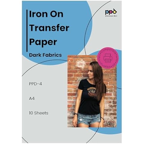 PPD 10 Sheets 8.5x11" - Inkjet Iron-on Heat Transfer Paper for Black & Dark Fabric and T-Shirts - Premium - PPD-4-10 Cover