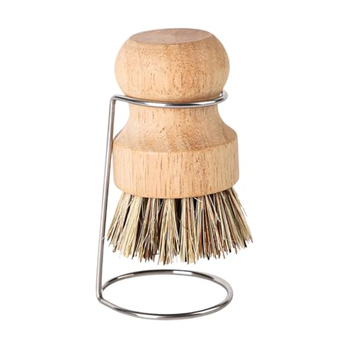 TQEBWUS Dish Brush - 木製ハンドルと水切りラック付き シンク用スクラブブラシ クリーナー - パンやタイルの汚れ落としに | キッチン浴室用食器洗いブラシ