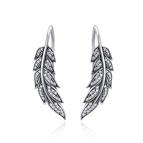 Boucles d'oreilles plume en argent 925 le cadeau d'anniversaire idéal pour femme
