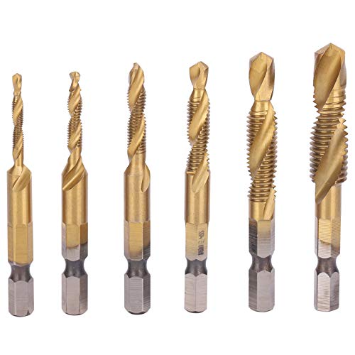 6pcs Screw Tap Drill Bits Kit, 6542 High Speed Steel M10 M8 M6 M5 M4 M3 Tapping Tools for Drilling Steel Plate(Long Type)