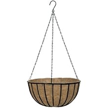 Gardman R408 Black Traditional Hanging Basket with Coco Liner, 14" Diameter