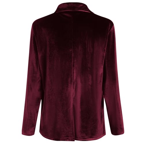 Velvet Blazers for Women Long Sleeve Open Front Button Velvet Blazer Jacket with Pockets3