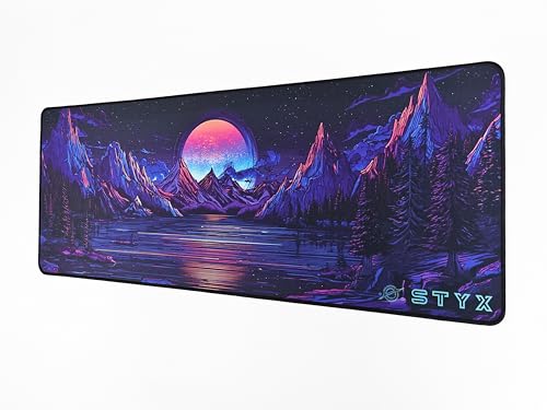 Styx - Tapis de Souris XL Gaming Design, Base Antidérapante - 800 x 300 mm - Grande Taille - Améliore la précision et la Vitesse (Neonflux)