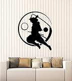 Vinyl Wall Decal Samurai with Katana Yin Yang Asian Style Stickers Mural Large Decor (g7570) Black