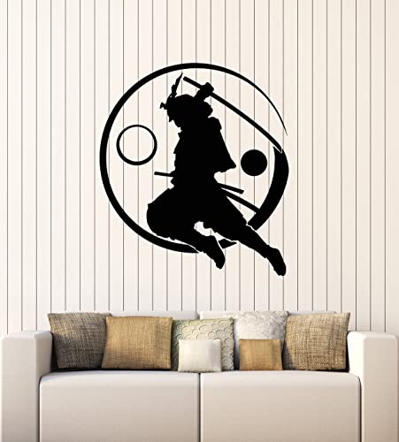Vinyl Wall Decal Samurai With Katana Yin Yang Asian Style Stickers Mural Large Decor (G7570) Black #TOP28