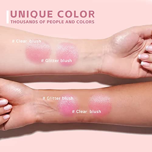 Hosaily Color Changing Blush,Moisturizing Clear Ph Glitter Cream Blusher Rouge For Cheek&Lips Makeup Multi-Use Liquid Blush Gel Tinted Balm Gloss Waterproof Nutritious Glossy Shiny Finish Pink Blush #TOP5