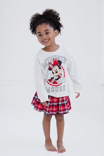 Image of Disney Girls' 2-Piece Fleece Sweatshirt and Pleated Skirt Set Toddler to Big Kid