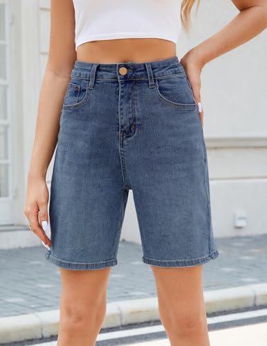 Image of Womens Jean Shorts High Waisted Stretchy Bermuda Shorts Trendy Casual Denim Shorts