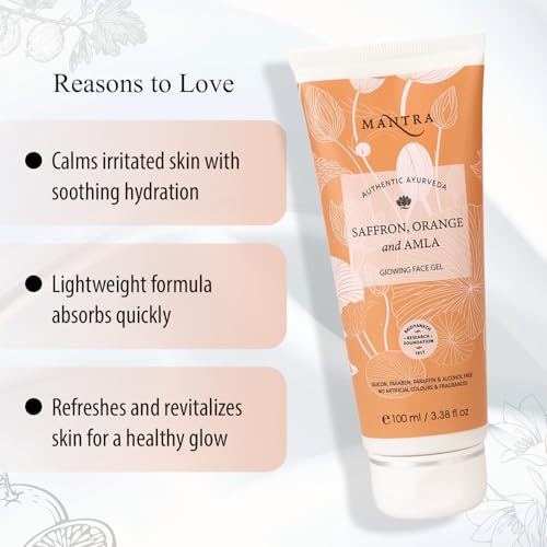 Image of Mantra Herbal Saffron, Orange And Amla Glowing Face Gel - 100 ml | Helps to Reduce Tanning, Pigmentation, Spots and Marks on Face