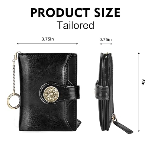 Travelambo Small Womens Wallet with 2 ID Windows, RFID Blocking Bifold Leather Card Holder Purse with Zipper Coin Pocket2