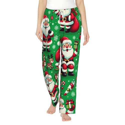 Pantalon de pyjama en polaire femme en flanelle ultra douce aux motifs de Noël traditionnels