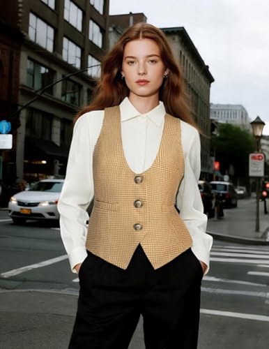 Image of GRACE KARIN Women's Suit Vest Top, Dressy Casual Sleeveless Button Waistcoat, Fromal Steampunk Blazer for Work Office