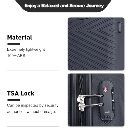 Image of Travelhouse 4-Piece Hardside Luggage Set with Spinner Wheels & TSA Lock | Lightweight ABS hardside set: 16 inch personal item + 20 inch carry-on + 24 inch + 28 inch checked