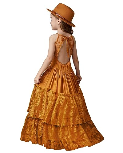 Vestido de tul de alta costura infantil con detalles de encaje y espalda descubierta