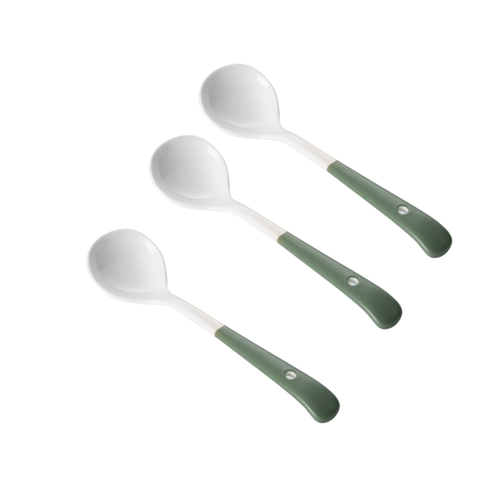 Cuillère à Soupe, cuillère en céramique ménagère, Grande cuillère à Long Manche, cuillère à Riz, cuillère en Porcelaine, Petit Ensemble combiné, louche à Soupe(Orange,3 Small Spoons)
