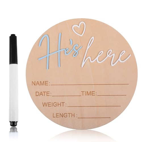 2pcs Baby Announcement Sign, Wooden Newborn Birth Announcement Board with