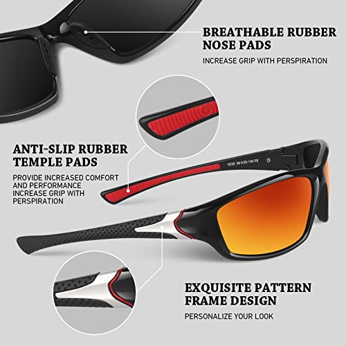 Image of WEAROYO Polarized Sports Sunglasses for Men Women,Fishing Driving Rectangular Goggles UV400 Protection