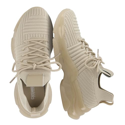 CUSHIONAIRE Apolo Platform Womens Shoes Knit Upper Fashion Sneakers for Women with Supportive Cushion and Lightweight Outsole TAUPE 9
