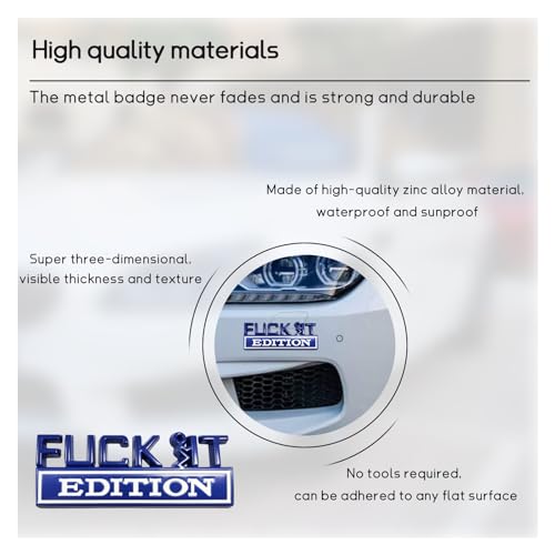 Image of Dickno Fuck It Edition Emblem for Car, Auto Fender Bumper Decoration Stickers, Vehicle 3D Side Fender Rear Trunk Decal Badge, Universal Exterior Accessories for Car Truck SUV (Blue & White)