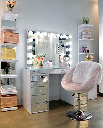 Impressions Vanity Hollywood Premiere Pro Mirror With 15 Led Bulbs, 3X Magnifying Mirror With 2 Usb Ports And Wireless Bluetooth Speaker (White) #TOP6