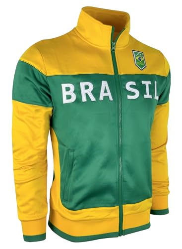 Just 4 Kicks Boy's Brasil Track Jacket, Youth Sizes Brazil Full Zip Sweater Jacket With Zipper Pockets3