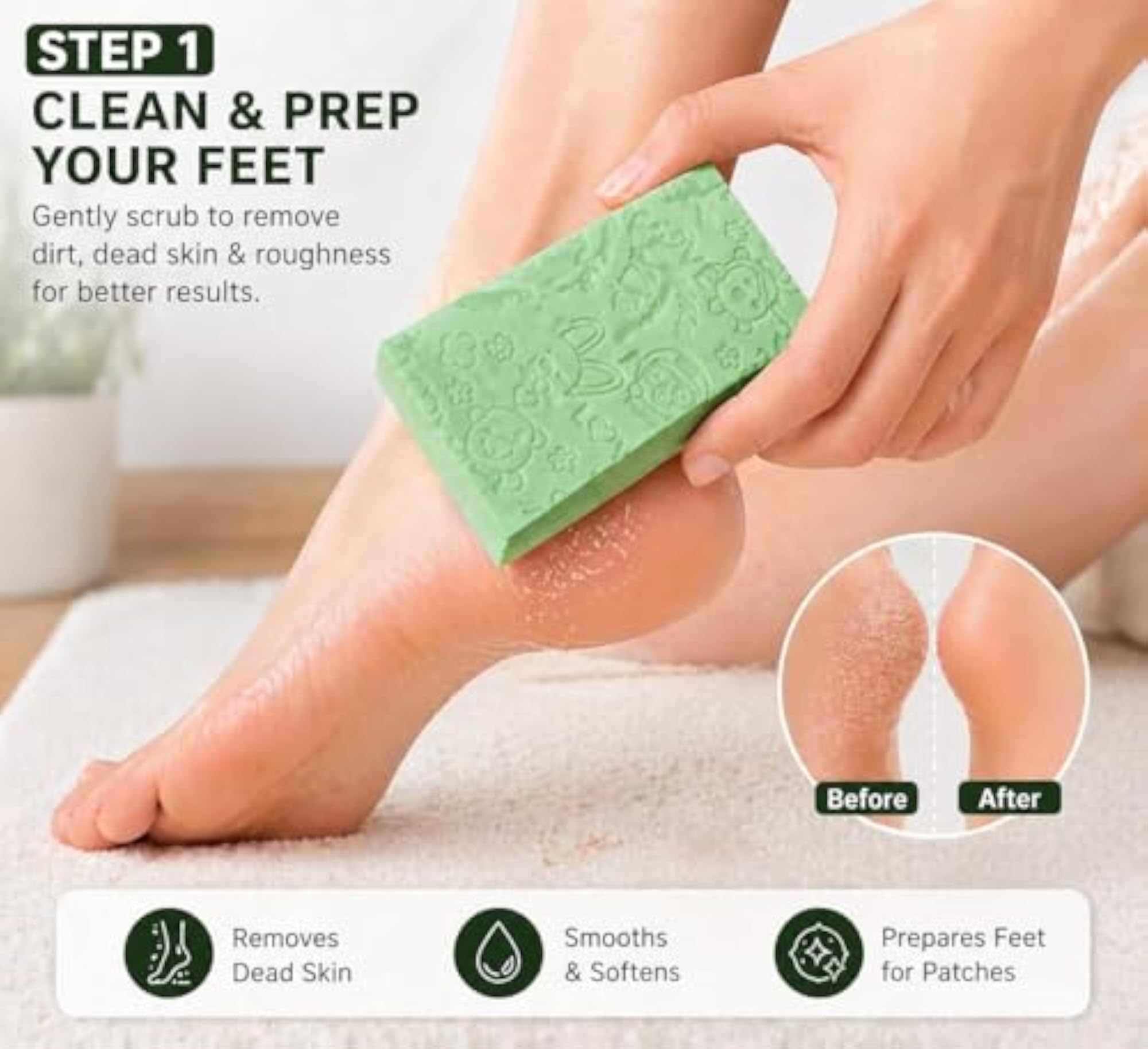 Foot Pads (Pack of 100) with Foot Scrubber