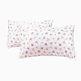 YIH 2-Piece Floral White Pillowcase Set 600 Thread Count 100% Cotton, Standard Size