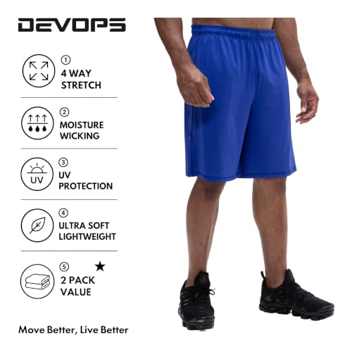 Image of DEVOPS Men's 2-Pack Loose-Fit 10 inch Workout Gym Shorts with Pockets