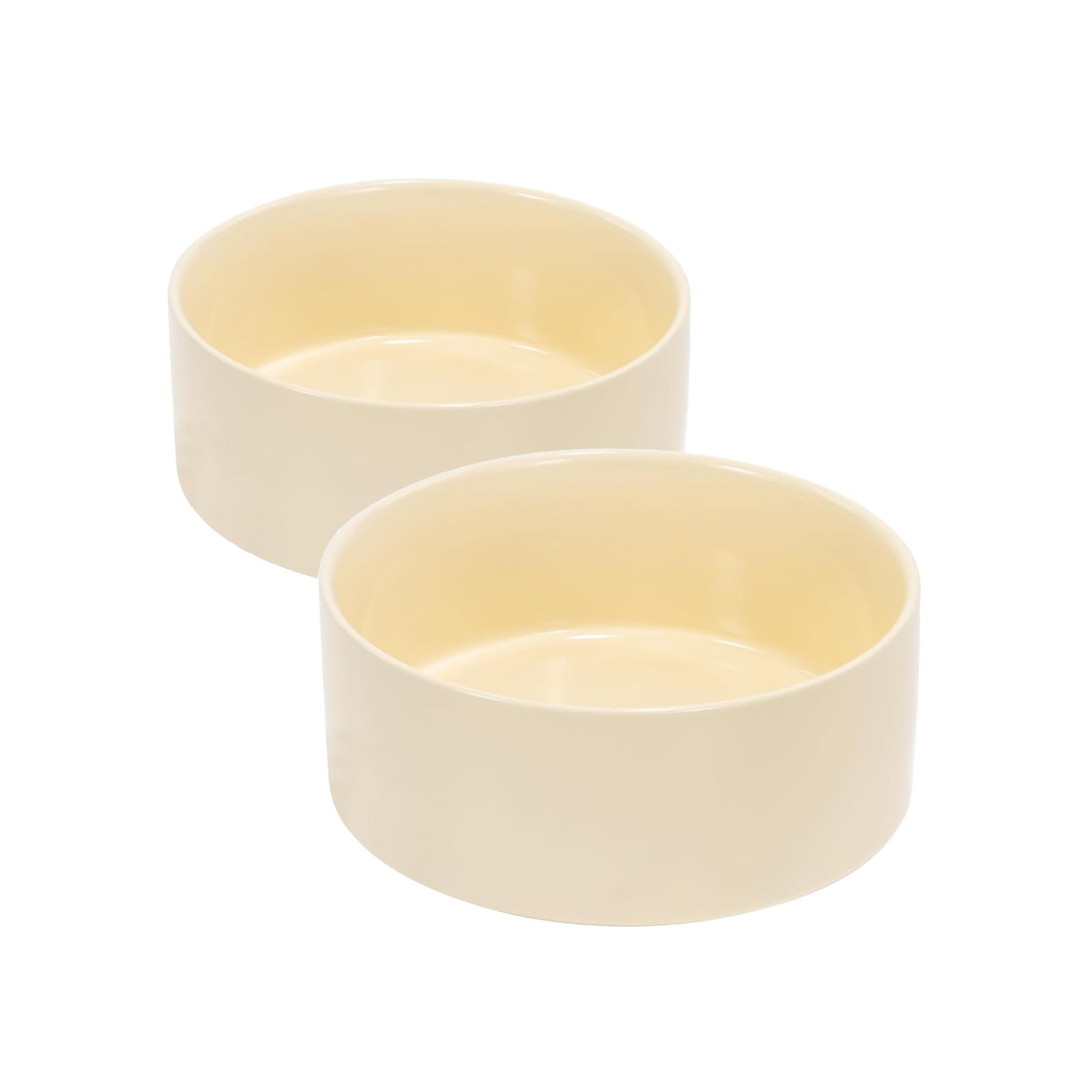 SPUNKYJUNKY Cuenco de cerámica para perros y gatos de 813.6 g, moderno y bonito cuenco con peso para alimentos, color beige (paquete de 2)