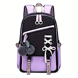 Girls Backpack Color-blocking Schoolbags for Girls Lightweight Bookbag Middle-School Elementary Backpack 20L