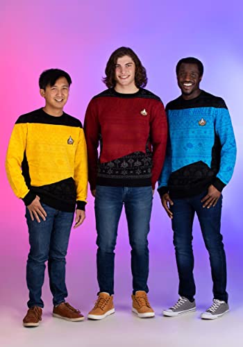 Star Trek Yellow Christmas Sweater, Trekkie Crew Neck, Starfleet Space Explorer Apparel3