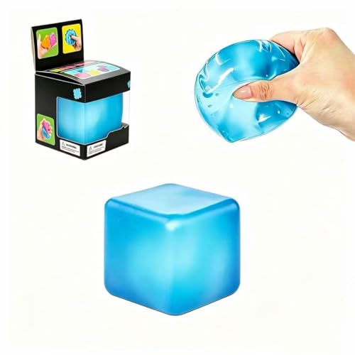 Premium Big Block Cube ,Ice Cube Squishies Toys,Durable, Slow-Rebound fingertip Exquisite Spherical ice Cube with boxGift-Ready (Blue)
