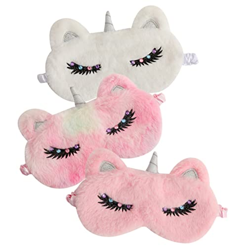GRADENEVE 3個 ユニコーンアイパッチ フルナイトアイ ソフト目隠し 子供 ソフトアイ 実用的な目隠し eye mask クリエイティブアイカバー 装飾的な目隠し ぬいぐるみ